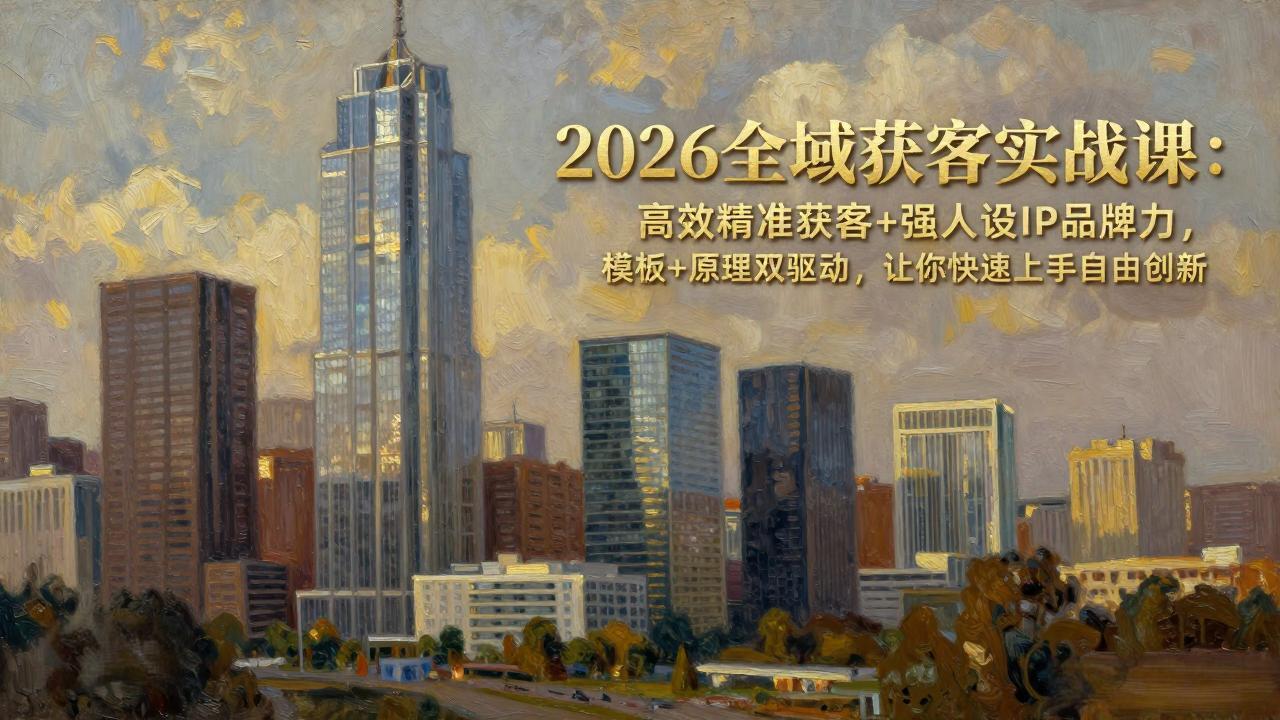 2026全域获客实战课：高效精准获客+强人设IP品牌力，模板+原理双驱动，让你快速上手自由创新-副业网资源站