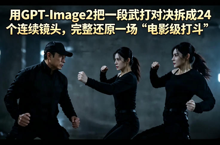 用GPT-Image2把一段武打对决拆成24个连续镜头，完整还原一场“电影级打斗”-副业网资源站