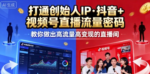 25年直播9-10两期线下课，打通创始人IP，抖音+视频号直播流量密码，教你做出高流量高变现的直播间-副业网资源站