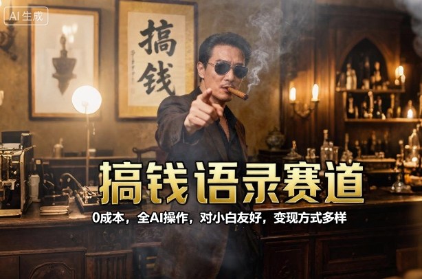 搞钱语录赛道，0成本，全AI操作，对小白友好，变现方式多样-副业网资源站