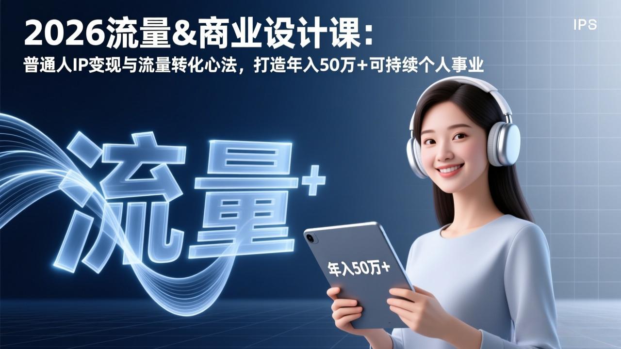 2026流量&商业设计课：普通人IP变现与流量转化心法，打造年入50万+可持续个人事业-副业网资源站