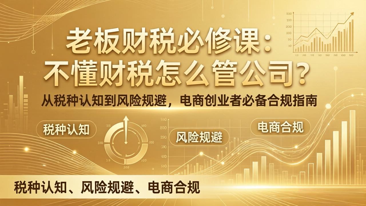 老板财税必修课：不懂财税怎么管公司？从税种认知到风险规避，电商创业者必备合规指南-副业网资源站