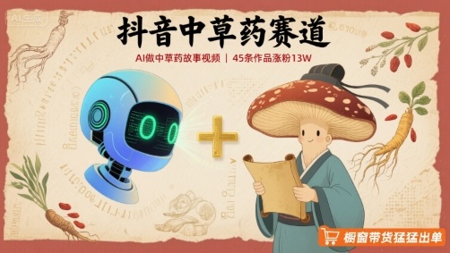 抖音中草药赛道，用AI做中草药故事视频，45条作品涨粉13W，橱窗带货猛猛出单-副业网资源站