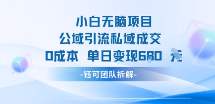 小白无脑项目公域引流私域成交0成本单日变现680米-副业网资源站