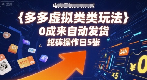 多多虚拟类目玩法，0成本全自动发货，矩阵操作日5张-副业网资源站