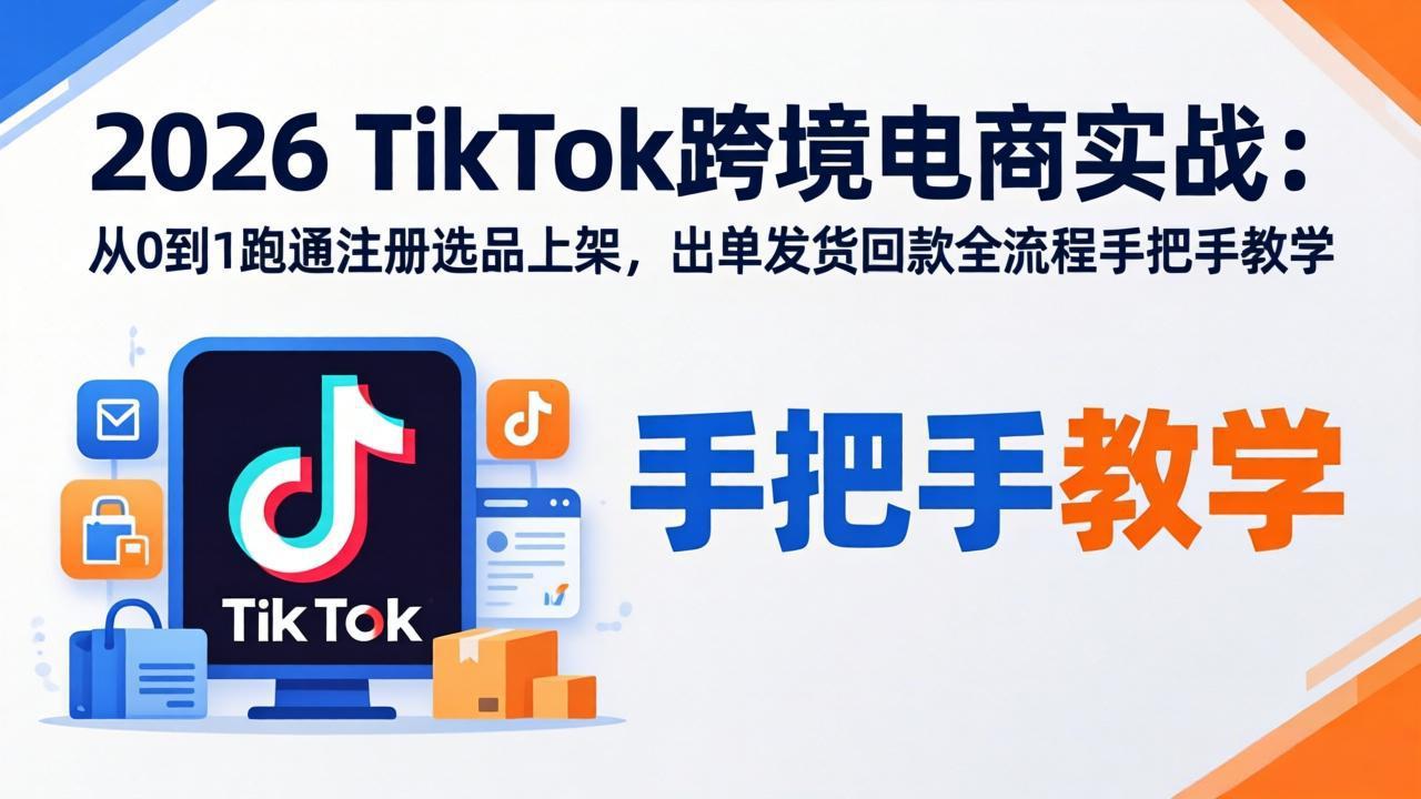 2026TikTok跨境电商实战-更新：从0到1跑通注册选品上架，出单发货回款全流程手把手教学-副业网资源站