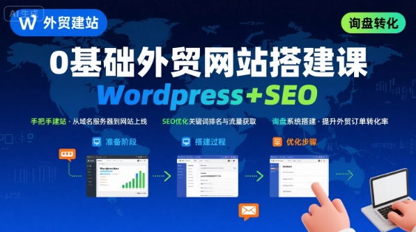 WordPress外贸建站+SEO优化课程，手把手教你从0到1搭建可获得询盘的外贸网站-副业网资源站