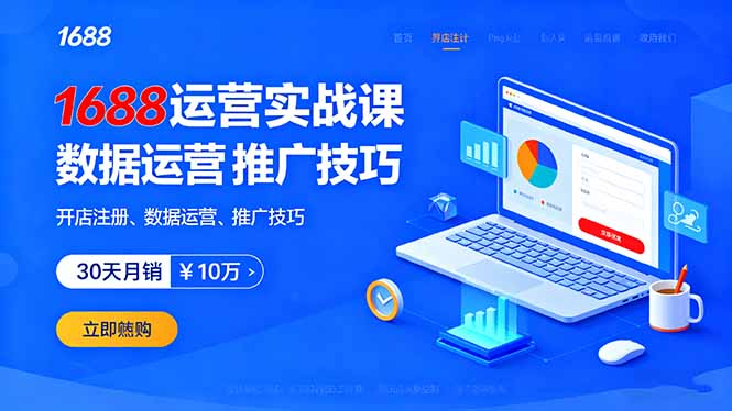 1688运营实战课：开店注册、数据运营、推广技巧，30天月销破10万+-副业网资源站