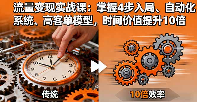 流量变现实战课：掌握4步入局、自动化系统、高客单模型，时间价值提升10倍-副业网资源站