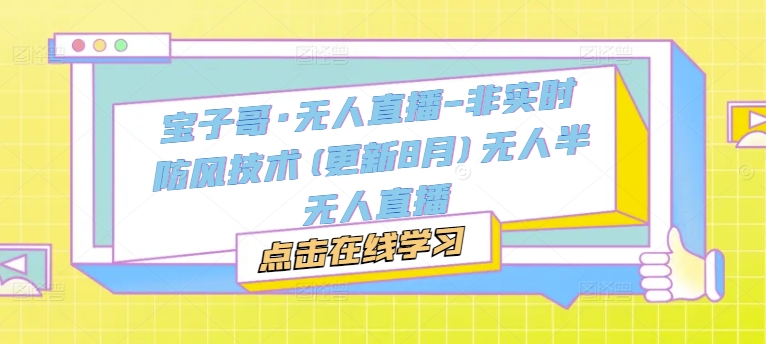 宝子哥·无人直播-非实时防风技术(更新25年9月)无人半无人直播-副业网资源站