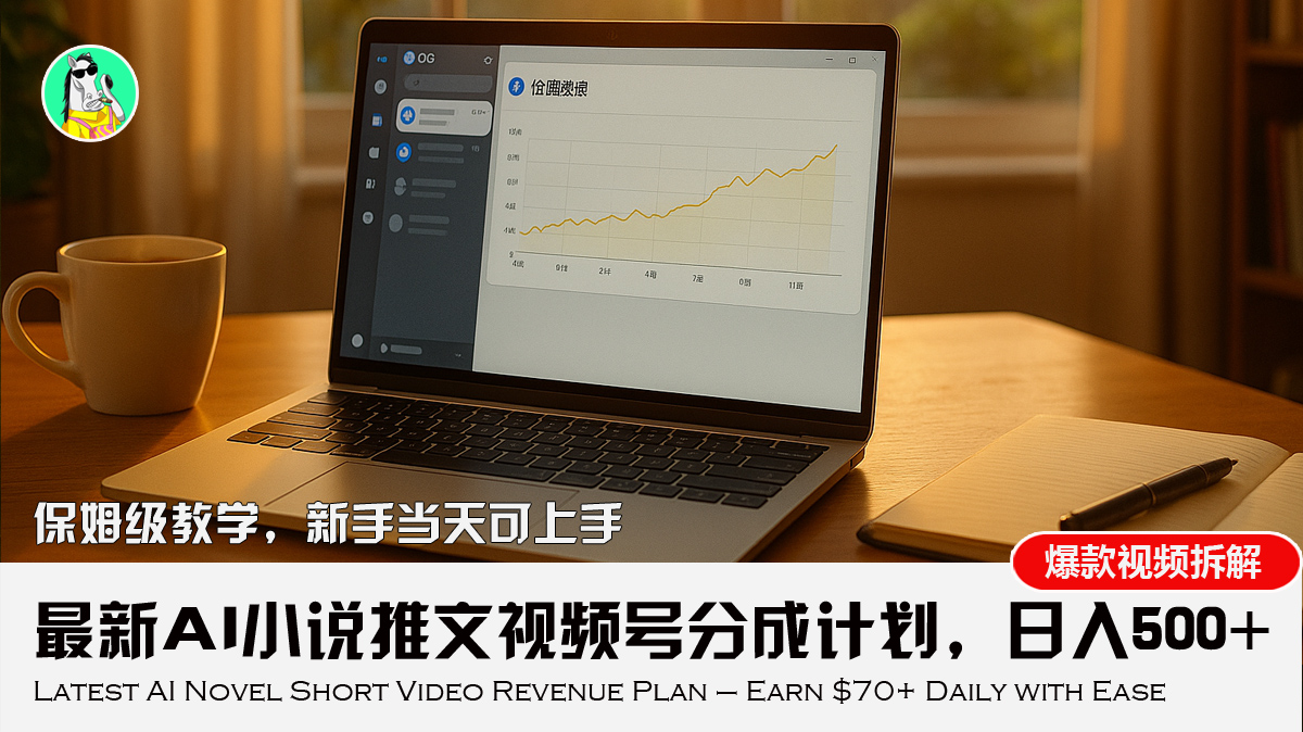 最新AI小说推文视频号分成计划，新手小白也能当天日入500+教程-副业网资源站