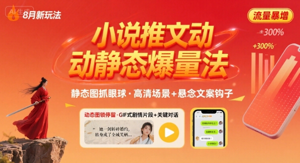 8月小说推文全新玩法，动静态图片+搭配小说文案爆量玩法-副业网资源站