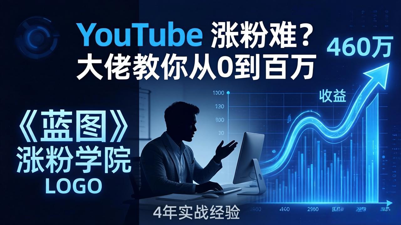 YouTube 涨粉难？《蓝图涨粉学院》：4 年赚 460 万的大佬教策略，从0到百万有路径！-副业网资源站