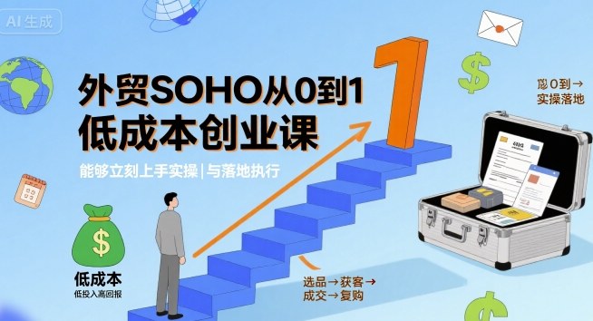 外贸SOHO从0到1低成本创业课，能够立刻上手实操与落地执行-副业网资源站