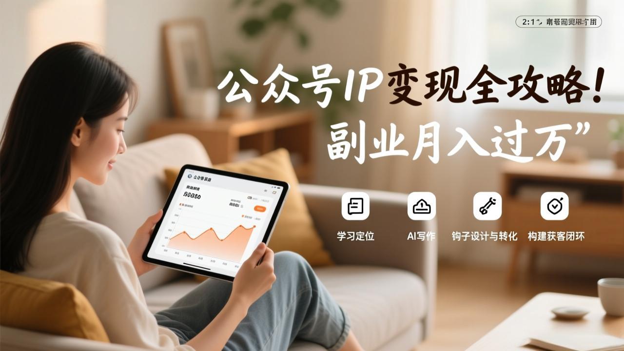公众号IP变现全攻略，学习定位、AI写作、钩子设计与转化，构建获客闭环，副业月入过万-副业网资源站