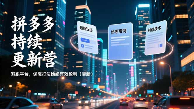 拼多多持续更新营，最新玩法、诊断案例、前沿技术，紧跟平台，保障打法始终有效盈利(更新-副业网资源站