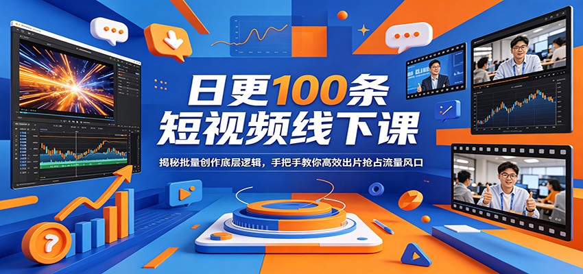 日更100条短视频线下课：揭秘批量创作底层逻辑，手把手教你高效出片抢占流量风口-副业网资源站