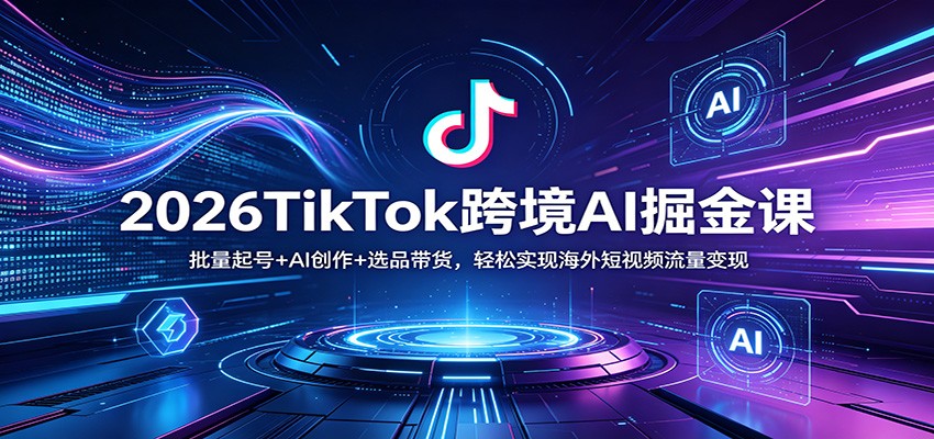 2026TikTok跨境AI掘金课：批量起号+AI创作+选品带货，轻松实现海外短视频流量变现-副业网资源站