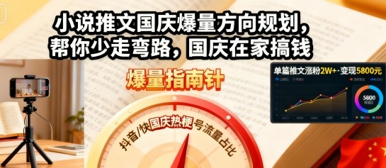 小说推文国庆爆量方向规划，帮你少走弯路，国庆在家搞钱-副业网资源站