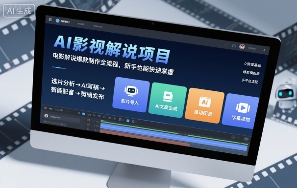 AI影视解说项目，电影解说爆款制作全流程，新手也能快速掌握-副业网资源站
