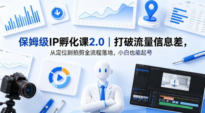保姆级IP孵化课2.0｜打破流量信息差，从定位到拍剪全流程落地，小白也能起号-副业网资源站