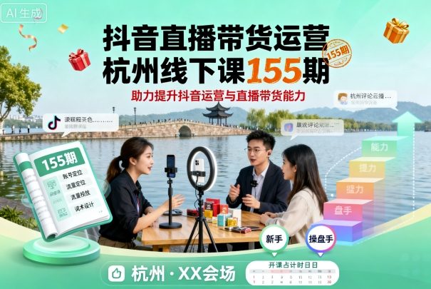 抖音直播带货运营杭州线下课155期，助力提升抖音运营与直播带货能力-副业网资源站