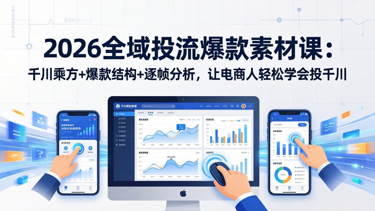 2026全域投流爆款素材课：千川乘方+爆款结构+逐帧分析，让电商人轻松学会投千川-副业网资源站