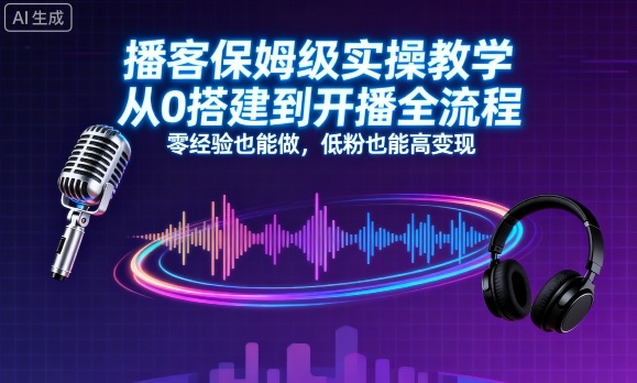 播客保姆级实操教学，从0搭建到开播全流程，零经验也能做，低粉也能高变现-副业网资源站