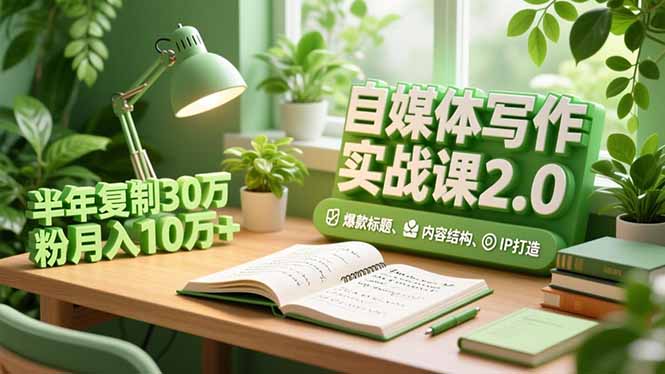 自媒体写作实战课2.0，爆款标题、内容结构、IP打造，半年复制30万粉月入10万+-副业网资源站