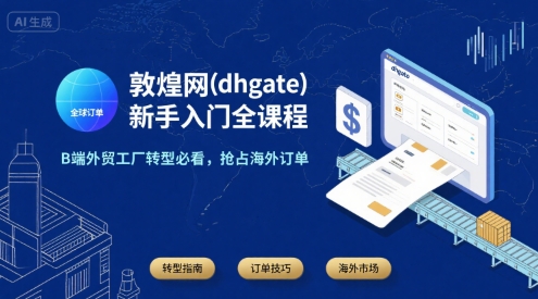 敦煌网(dhgate)新手入门全课程，B端外贸工厂转型必看，抢占海外订单-副业网资源站
