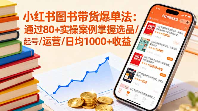 小红书图书带货爆单法：通过80+实操案例掌握选品/起号/运营/日均1000+收益-副业网资源站