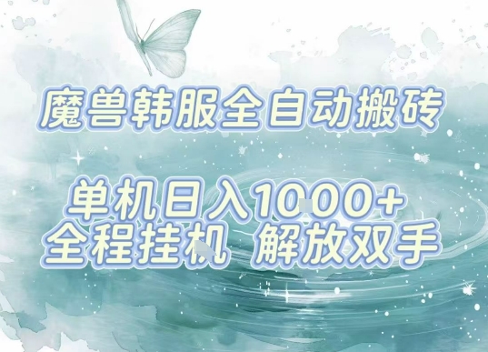 最新韩服游戏搬砖，单机日入1k+，全自动运行挂G项目，解放双手【揭秘】-副业网资源站