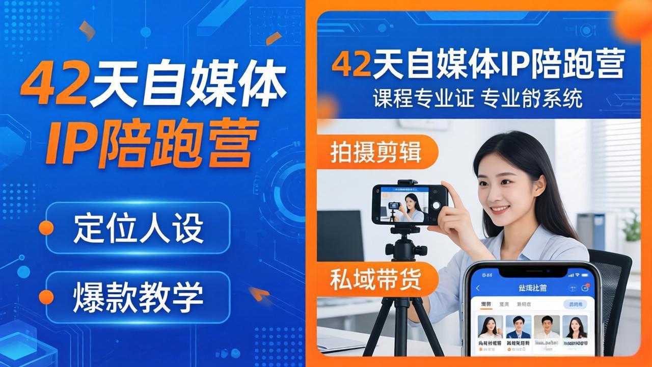 42天自媒体IP陪跑营-26年4月19更新：定位人设爆款全教学，拍摄剪辑私域带货一站式落地-副业网资源站