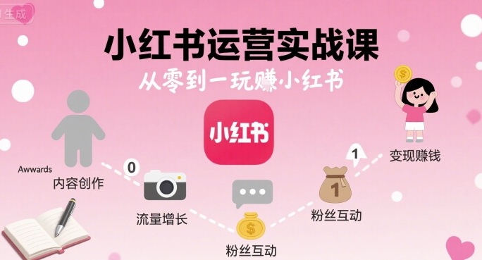 小红书运营实战课，从零到一玩賺小红书-副业网资源站