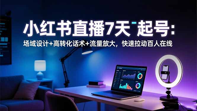 小红书直播7天起号：场域设计+高转化话术+流量放大，快速拉动百人在线-副业网资源站