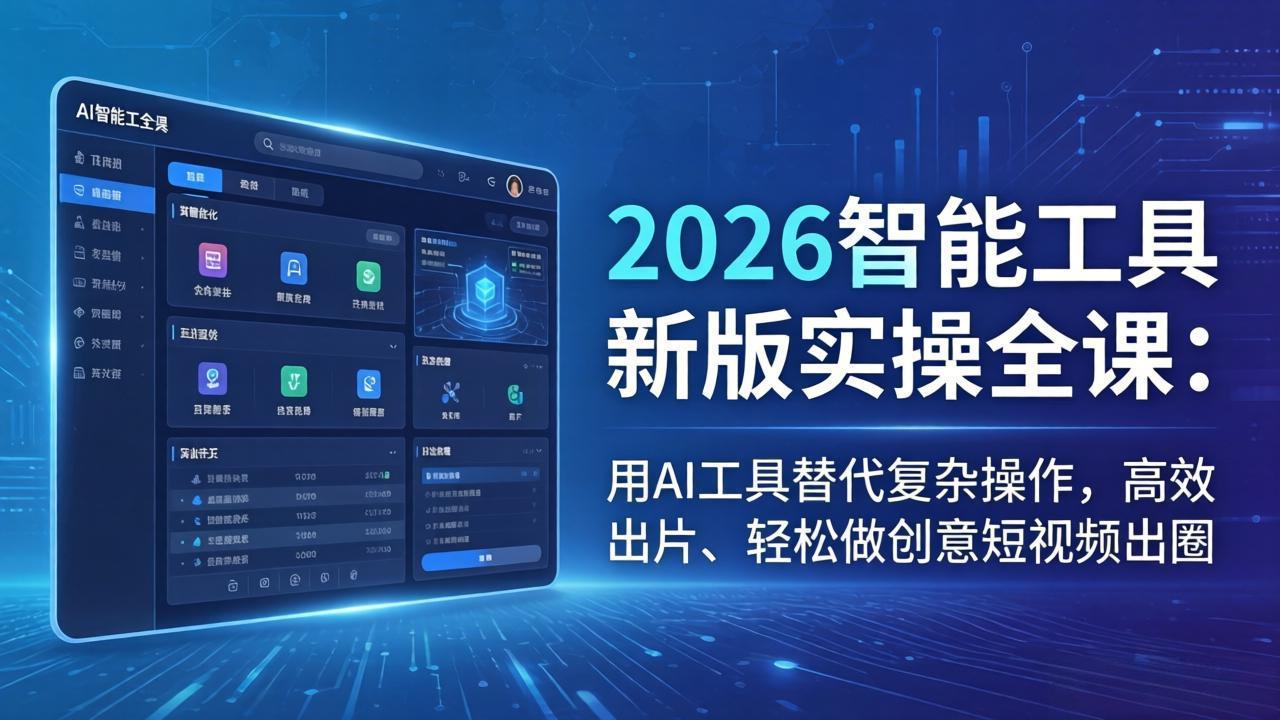 2026智能工具新版实操全课：用AI工具替代复杂操作，高效出片、轻松做创意短视频出圈-副业网资源站
