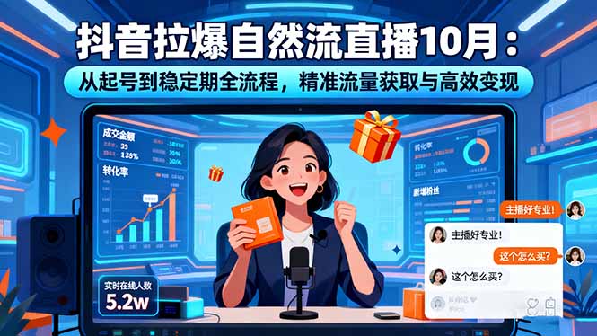 抖音拉爆自然流直播10月：从起号到稳定期全流程，精准流量获取与高效变现-副业网资源站
