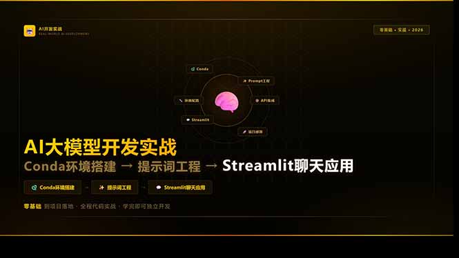 AI大模型开发实战：Conda环境搭建→提示词工程→Streamlit聊天应用，零基础到项目落地-副业网资源站