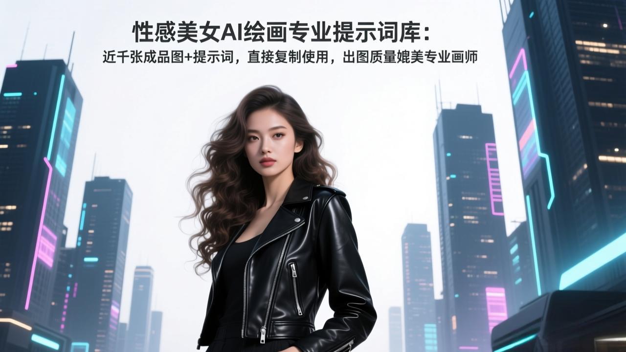 性感美女AI绘画专业提示词库：近千张成品图+提示词，直接复制使用，出图质量媲美专业画师-副业网资源站