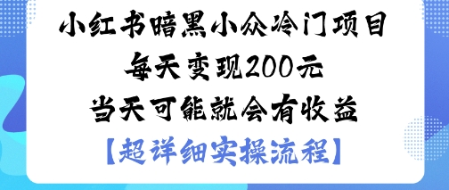 小红书暗黑小众冷门项目每天变现2张当天可能就会有收益-副业网资源站