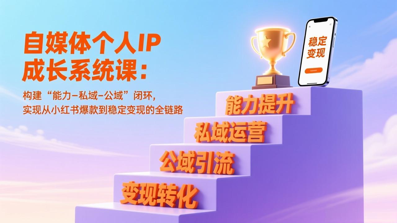 自媒体个人IP成长系统课：构建“能力-私域-公域”闭环，实现从小红书爆款到稳定变现的全链路-副业网资源站