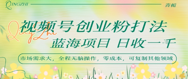 视频号创业粉打法，日入1k，蓝海项目，市场需求大，全程无脑操作，可复制-副业网资源站
