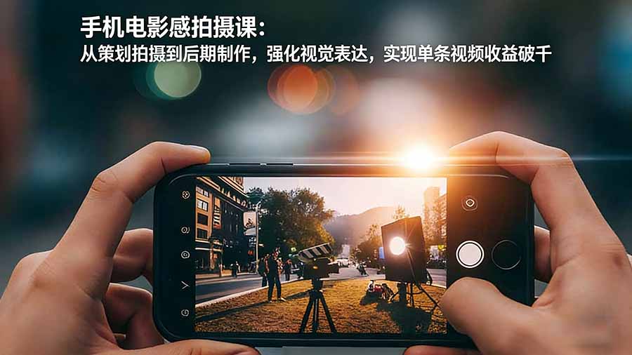 手机电影感拍摄课：从策划拍摄到后期制作，强化视觉表达，实现单条视频收益破千-副业网资源站