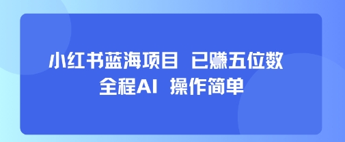 小红书蓝海项目，全程AI，操作简单，已挣五位数-副业网资源站