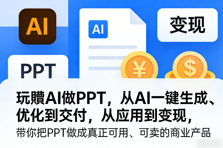 玩賺AI做PPT，从AI一键生成、优化到交付，从应用到变现，带你把PPT做成真正可用、可卖的商业产品(更新0421)-副业网资源站