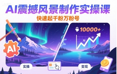 AI震撼风景制作实操课，快速起千粉万粉号-副业网资源站