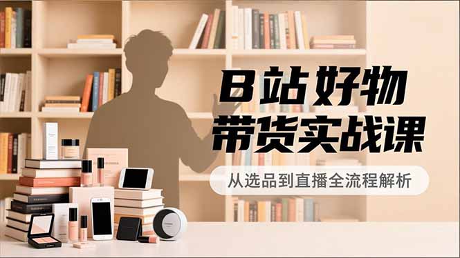 B站好物带货实战课，账号定位、选品拍摄、运营变现，全流程教学，实现UP主月入过万-副业网资源站