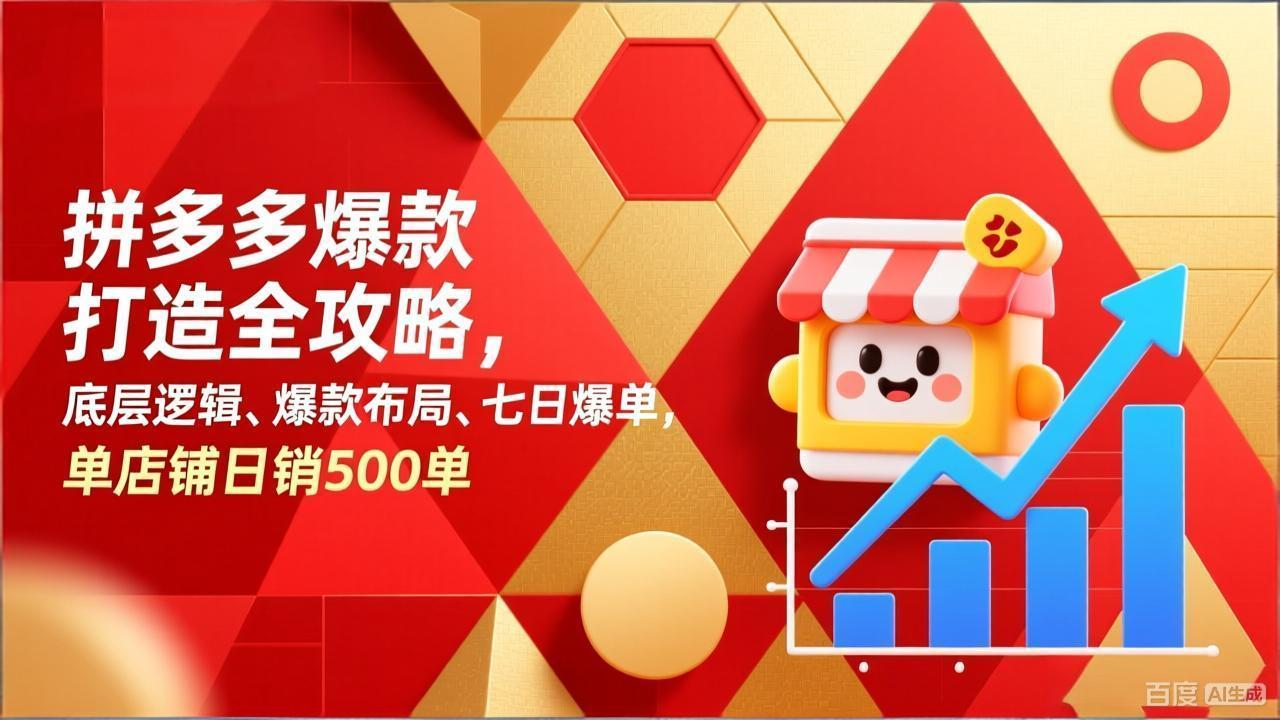 拼多多爆款打造全攻略，底层逻辑、爆款布局、七日爆单，单店铺日销500单-副业网资源站