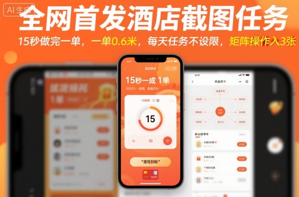 全网首发酒店截图任务，15秒做完一单，一单0.6米，每天任务不设限，矩阵操作日入3张【揭秘】-副业网资源站