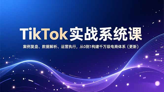 TikTok实战系统课，案例复盘、数据解析、运营执行，从0到1构建千万级电商体系(更新-副业网资源站